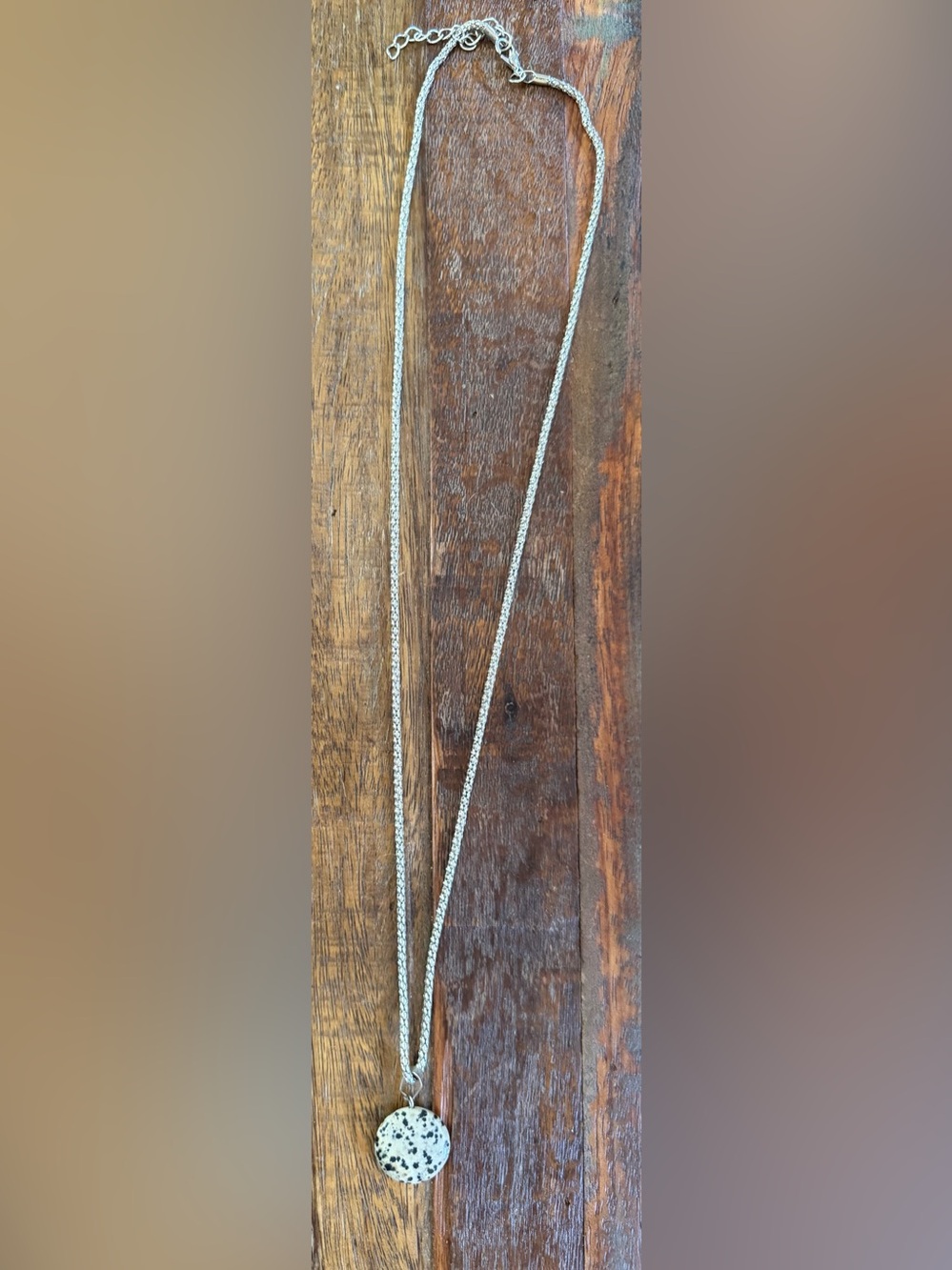 Jasper Stone Rope Chain Necklace - Silver